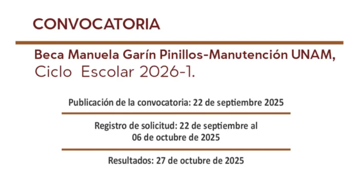 Beca de Manutención UNAM 2026-1