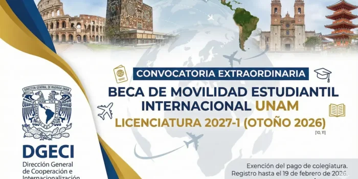 Beca de Movilidad Estudiantil Internacional UNAM Licenciatura 2027-1